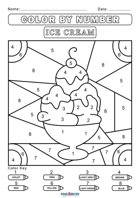 Ice Cream Color By Number Printable